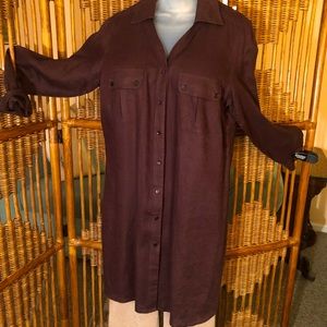 Talbots Dark Brown Linen Shirt/Dress. Size 12W